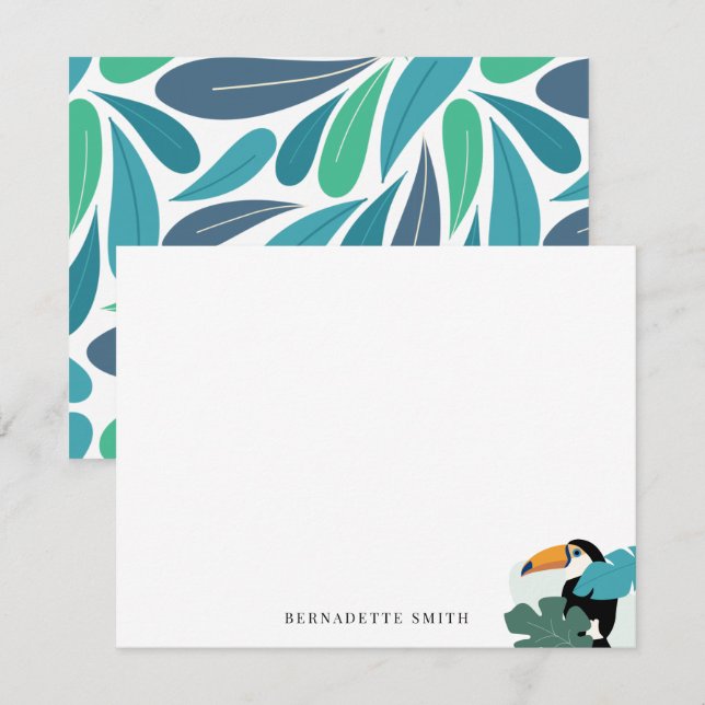Toucan Tropical Leaf Stationery Note Card Mitteilungskarte (Vorne/Hinten)