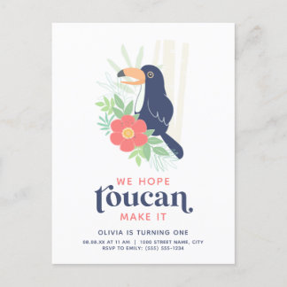 Toucan Tropical Palm Blätter Geburtstag Einladung Postkarte