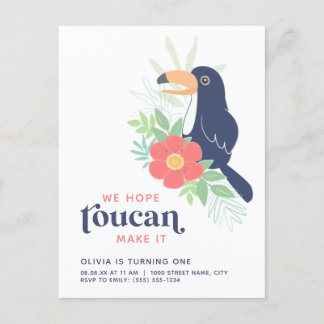 Toucan Tropical Palm Blätter Geburtstag Einladung Postkarte