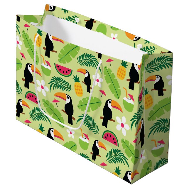 Toucan Tropical Summer Große Geschenktüte (Vorderseite Schrägansicht)