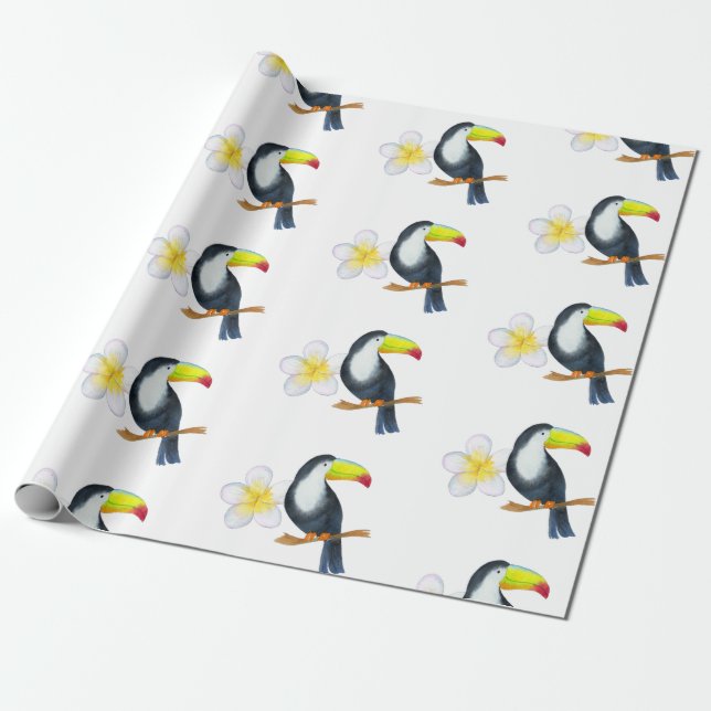 Toucan Tropical Watercolor Summer Party Geschenkpapier (Ungerollt)
