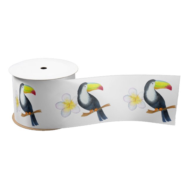 Toucan Tropical Watercolor Summer Party Satinband (Spule)