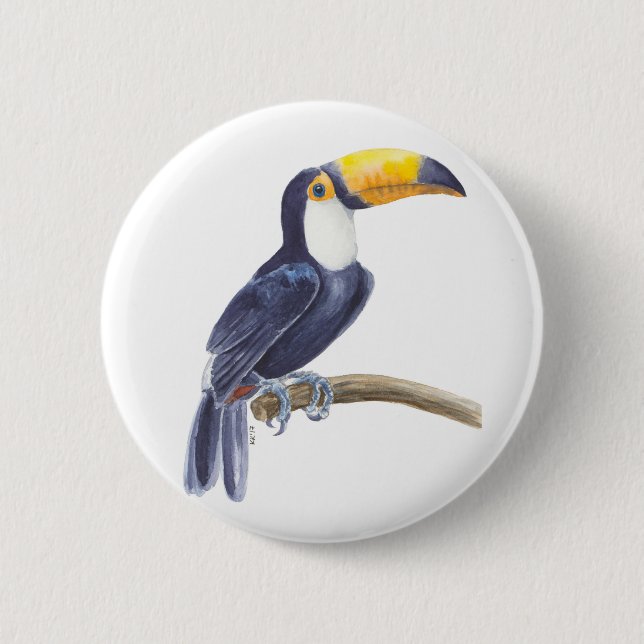 Toucan, tropischer Vogel Button (Vorderseite)
