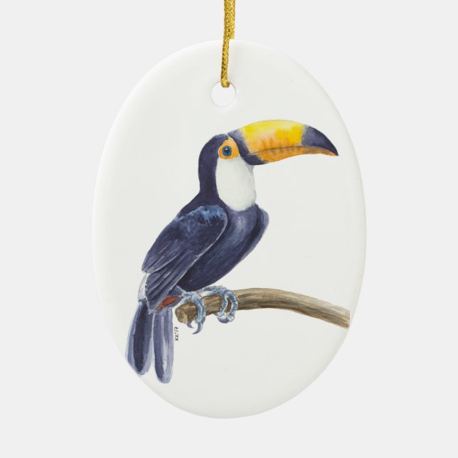 Toucan, tropischer Vogel Keramik Ornament (Vorne)
