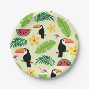 Toucan tropisches Sommer-Muster Pappteller