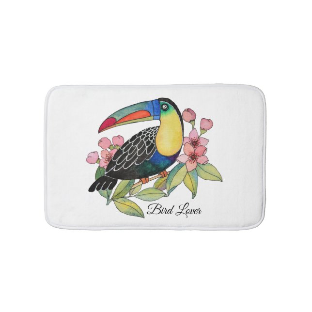 Toucan-Vogel mit Blume Badematte (Vorderseite)