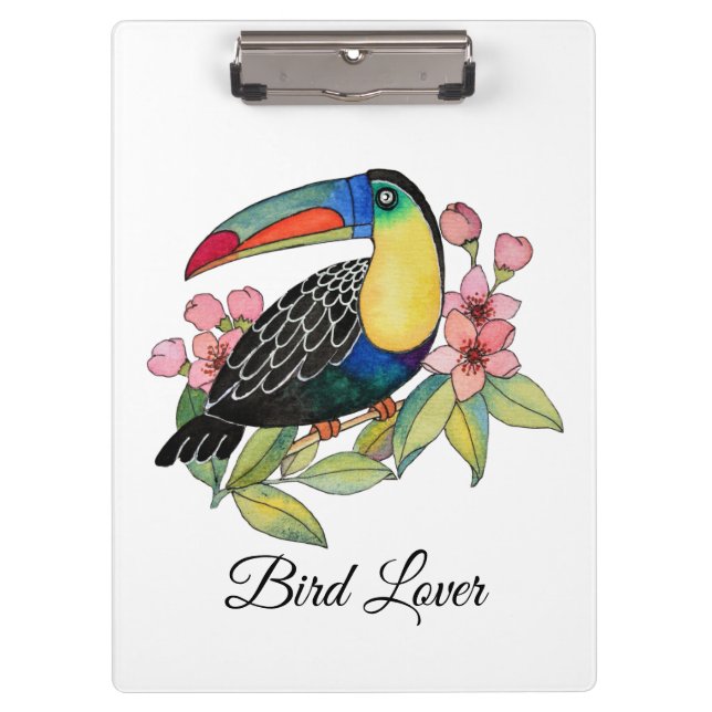Toucan-Vogel mit Blume Klemmbrett (Vorderseite)