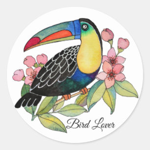 Toucan-Vogel mit Blume Runder Aufkleber