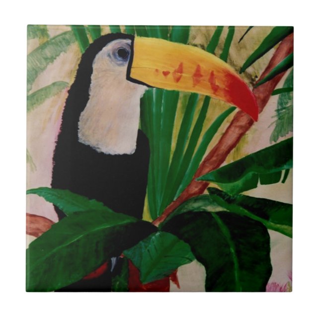 Toucan Vogel-Tier-Dschungel-tropische Fliese (Vorderseite)