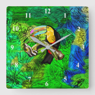 Toucan Wall Clock Toco Bird Quadratische Wanduhr