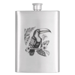 Toucan Wild Animal Nature Illustration Art Tattoo Flachmann