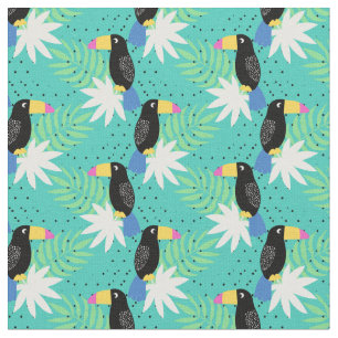 Toucans auf aquamarinem stoff