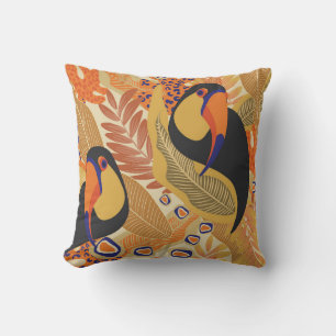 Toucans auf Ästen, nahtlos tropisches Muster. Kissen