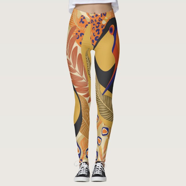 Toucans auf Ästen, nahtlos tropisches Muster. Leggings (Vorderseite)