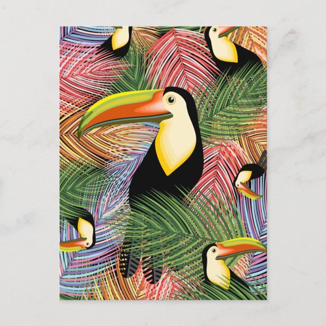 Toucans auf dem Dschungel Exotic Summer Pattern Postkarte (Vorderseite)