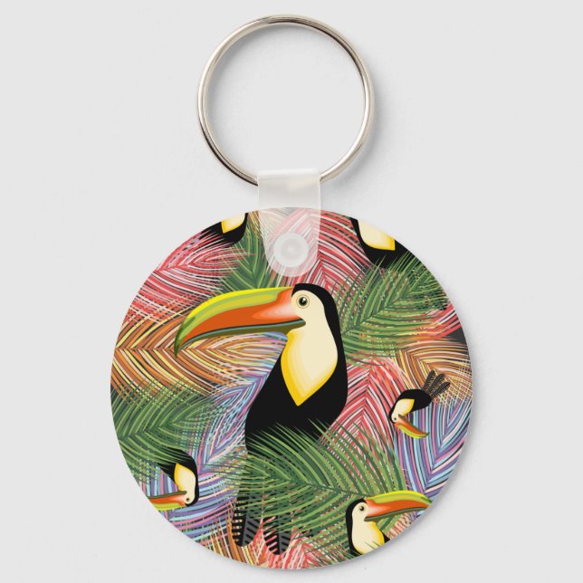 Toucans auf dem Dschungel Exotic Summer Pattern Schlüsselanhänger (Vorderseite)