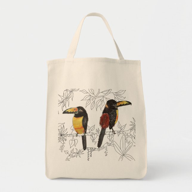 Toucans auf einer Grocerei-Tasche Tragetasche (Vorne)