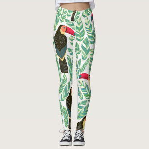 Toucans, tropische Blätter, dekorative Muster. Leggings