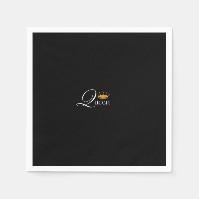 "Touch der Königin: Black Napkin mit Bold 'Queen' Serviette (Vorderseite)