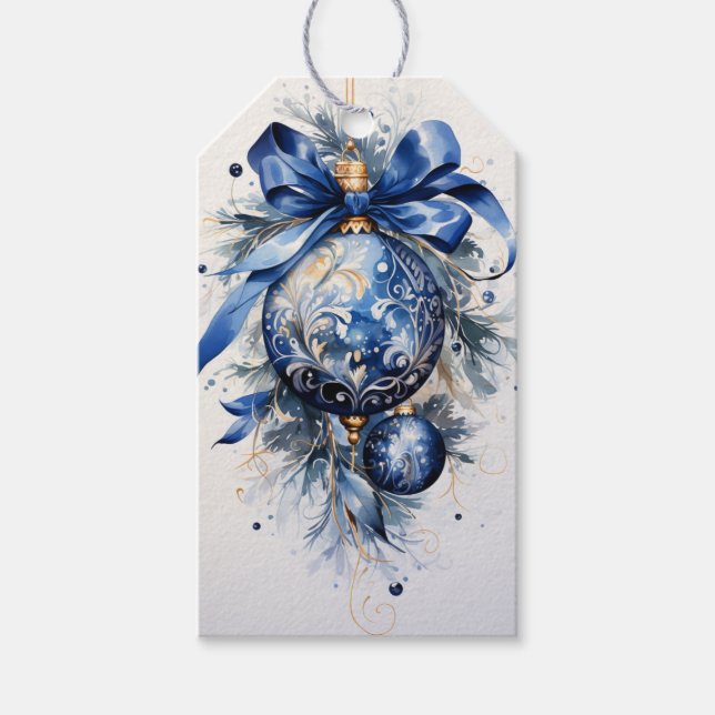 Touch der Opulenz: Blauschattierungen Geschenkanhänger (Vorderseite)