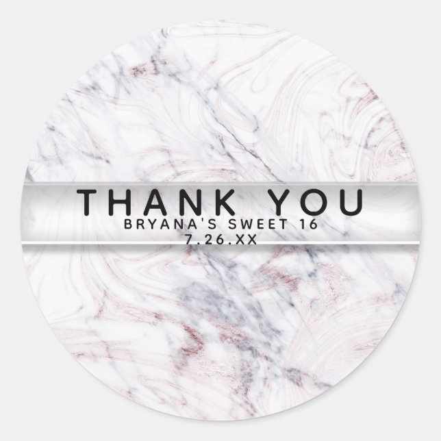 Touch des Rosen-weißen u. grauen Runder Aufkleber (Vorderseite)