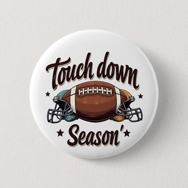 Touch Down Season Fantasy Football Rugby Geschenk Button (Vorderseite)