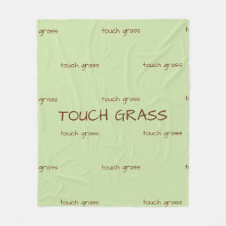 Touch Grass Minimalist Sage Green Fleece Decke -