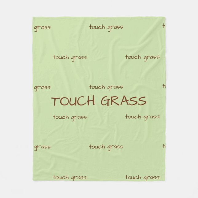 Touch Grass Minimalist Sage Green Fleece Decke - (Vorderseite)