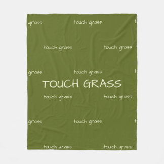 Touch Grass Minimalist Sage Green Fleece Decke -