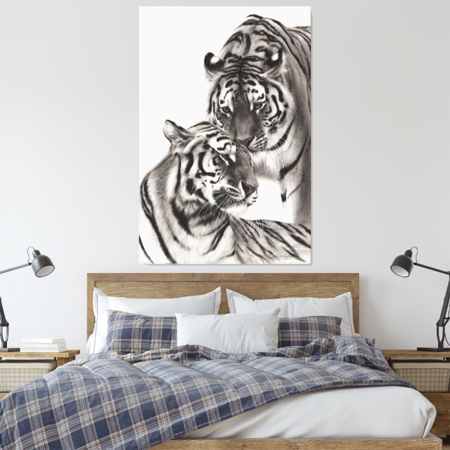 Touch - Handgemalte Tigerarmaturen Leinwanddruck (Insitu (Schlafzimmer))