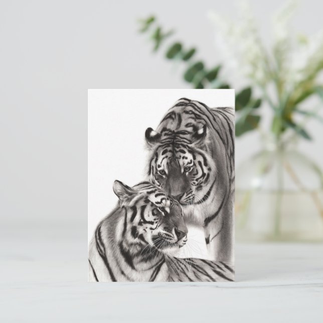 Touch - Handgemalte Tigerarmaturen Postkarte (Stehend Vorderseite)