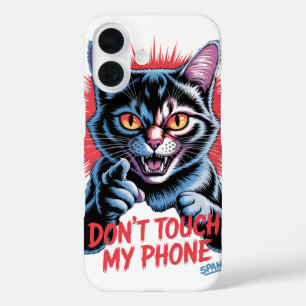 "Touch mein Telefon nicht" Wütende Katze iPhone 16 Hülle