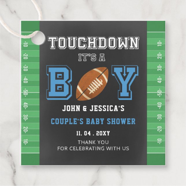 Touch mit einem kleinen Football Baby Duschbad Par Geschenkanhänger (Vorderseite)