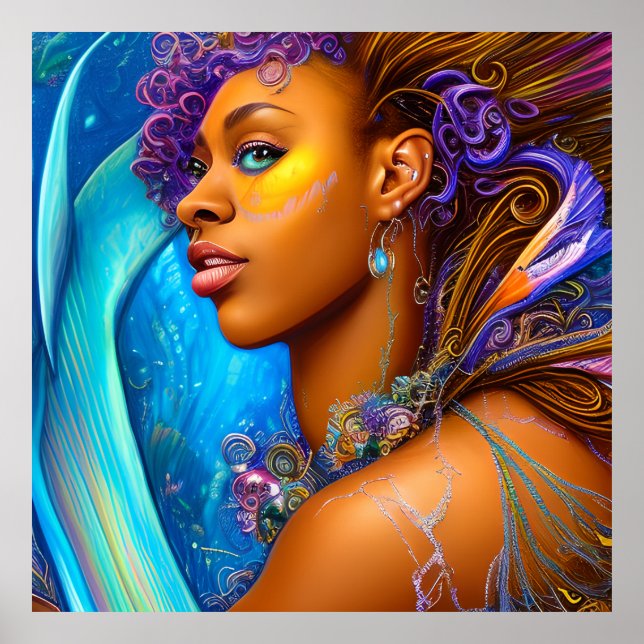 Touch nicht meine Haare schwarze Melanin Afro Quee Poster (Vorne)