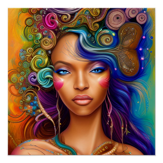 Touch nicht meine Haare schwarze Melanin Afro Quee Poster (Vorderseite)