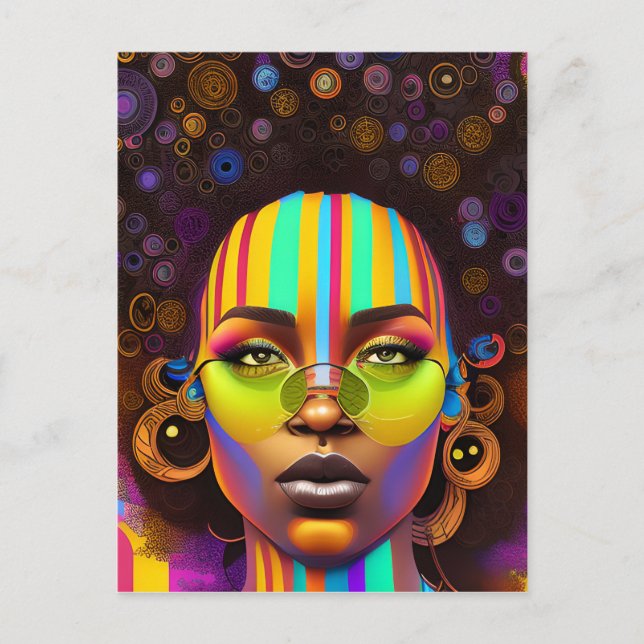 Touch nicht meine Haare schwarze Melanin Afro Quee Postkarte (Vorderseite)