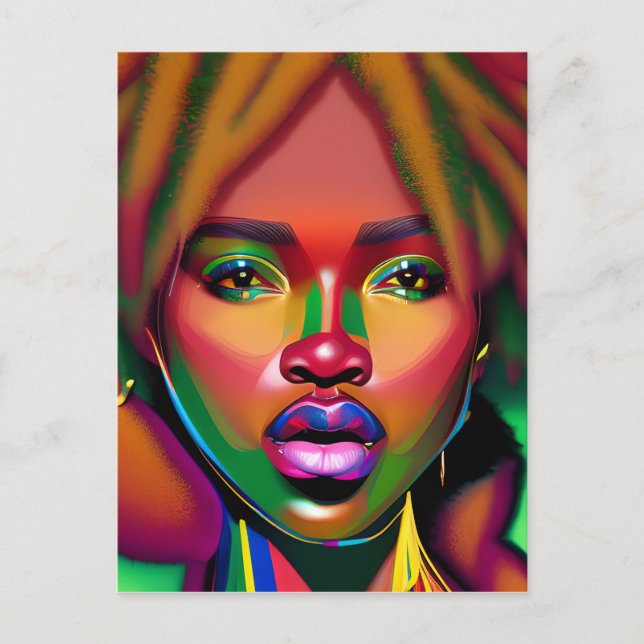 Touch nicht meine Haare schwarze Melanin Afro Quee Postkarte (Vorderseite)