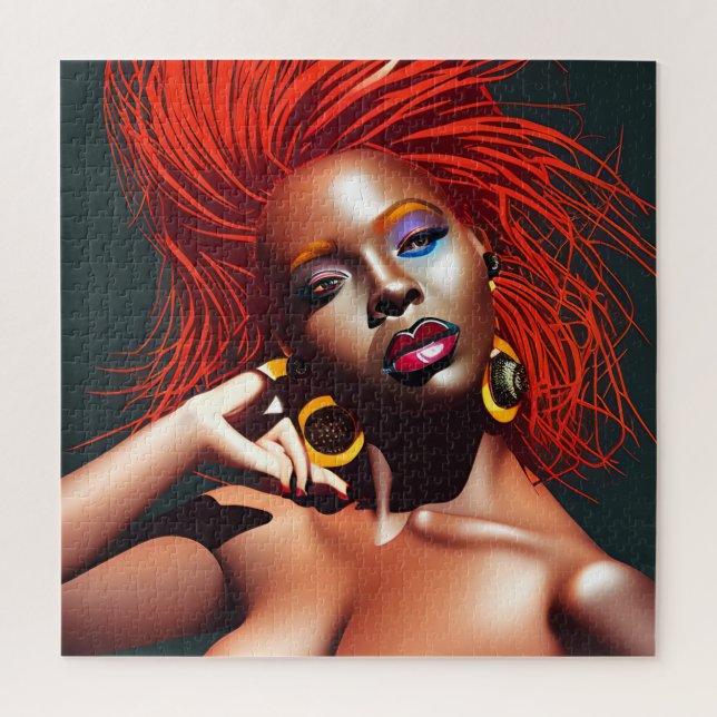 Touch nicht meine Haare schwarze Melanin Afro Quee Puzzle (Vertikal)