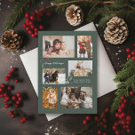 Touch von Holly Minimal Foto Collage Green Feiertagskarte<br><div class="desc">6 Foto-Bereiche in verschiedenen Ausrichtungen; grüner "Rahmen" kann in jede beliebige Farbe im Editor geändert werden; mehr oder skaliert heilige Akzente,  um Ihren Text und Ihre Fotos Anzug. Wähle auch deine eigenen Schriftart! Fügen Sie eine Nachricht auf der Rückseite oder mehrere Foto,  wenn gewünscht.</div>