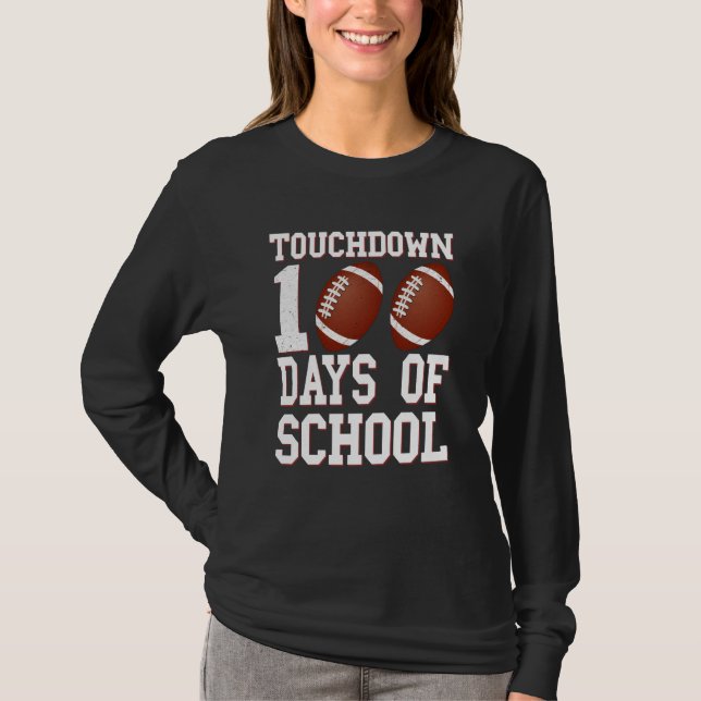 Touchdown 100 Days Of School Football 100th Day Bo T-Shirt (Vorderseite)