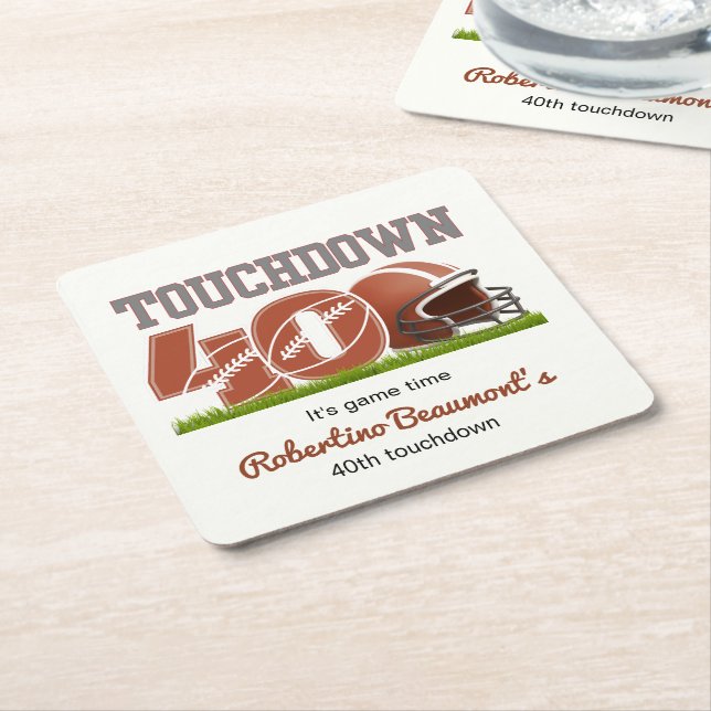 Touchdown 40 Funny Football 40. Geburtstag Rechteckiger Pappuntersetzer (angewinkelt)
