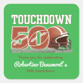 Touchdown 50 Funny Football 50. Geburtstag Quadratischer Aufkleber