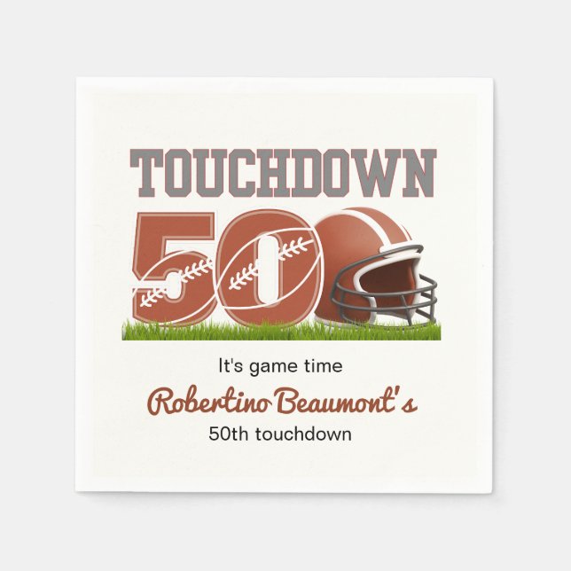 Touchdown 50 Funny Football 50. Geburtstag Serviette (Vorderseite)