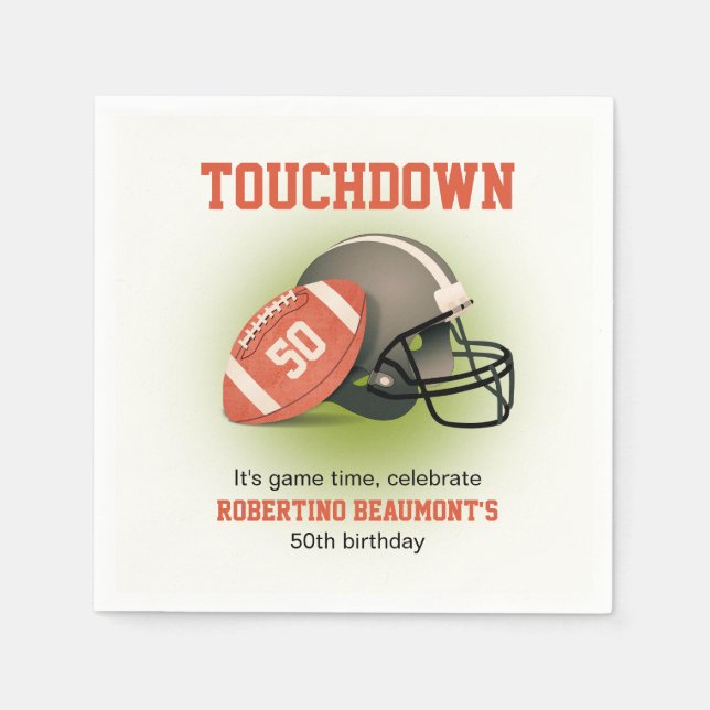 Touchdown 50 Vintag Football 50. Geburtstag Serviette (Vorderseite)