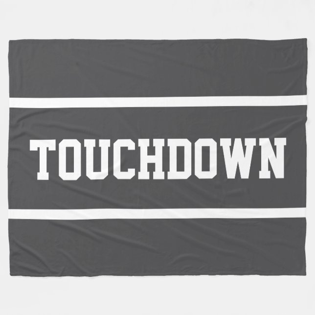 TOUCHDOWN Bold Gray Sporty White Football Stripes Fleecedecke (Vorderseite (Horizontal))