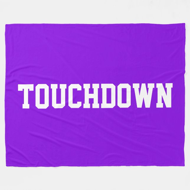 TOUCHDOWN Bright Purple Athletic White Block Text  Fleecedecke (Vorderseite (Horizontal))