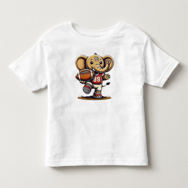 Touchdown Elephant: Cartoon Football Kleinkind T-shirt (Vorderseite)