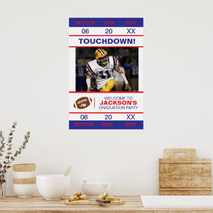 Touchdown Football Eintrittskarte Absolvent Poster
