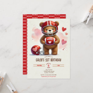 Touchdown Football Teddy Bear Valentine's Day Card Einladung