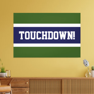 TOUCHDOWN Forest Green White Navy Blue Streifen Leinwanddruck